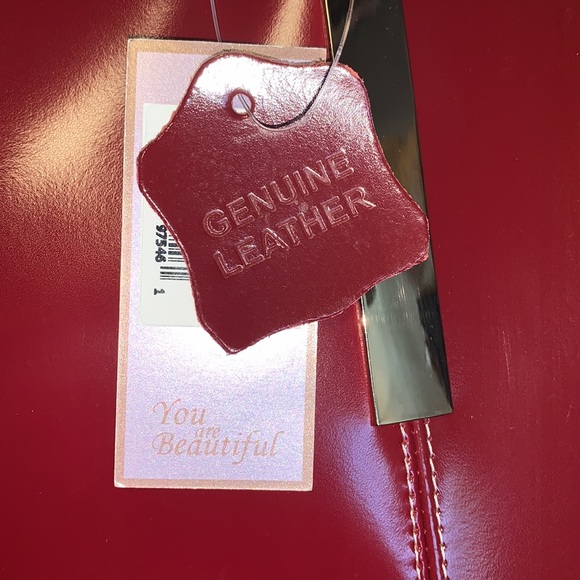 Mcklein USA Cristina Ruby Red gold Leather Tote with tablet pocket office bag - Picture 10 of 14